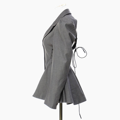 Blazer Elegante Cintura Ajustada con Dobladillo Floral Backless - Image 4