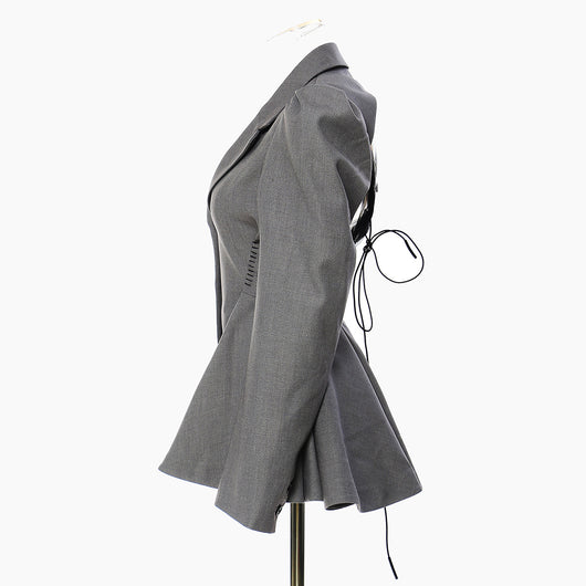 Blazer Elegante Cintura Ajustada con Dobladillo Floral Backless - Image 4