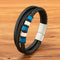 Pulsera de Cuero Trenzado Multicapa para Hombre con Acero Inoxidable