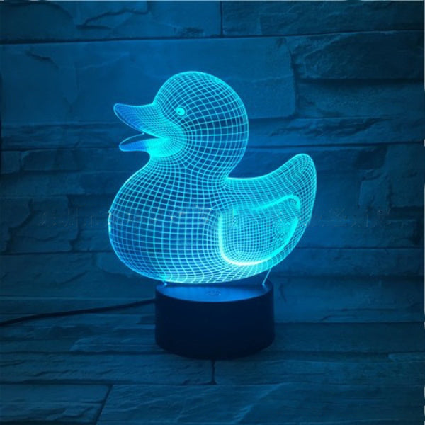Lámpara de Noche 3D Pato Amarillo - Luz LED Creativa Infantil