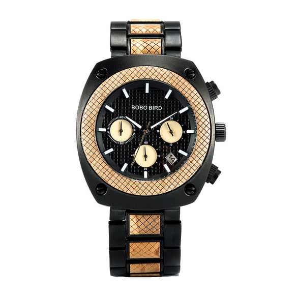 Reloj de Madera Multifunción con Tres Esferas de Cuarzo