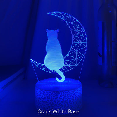 Lámpara LED 3D Decorativa Luna y Gato - Luz Acrílica Interior - Image 10
