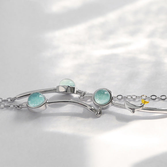 Pulsera de Plata Esterlina Música Marina - Diseño Minimalista para Estudiantes