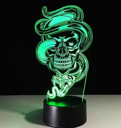 Lámpara 3D LED Calavera Halloween con Ilusión Holográfica - Luz Nocturna Multicolor - Image 8