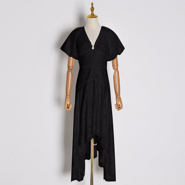 Vestido Elegante con Mangas Farol - Corto Adelante, Largo Atrás - Image 17