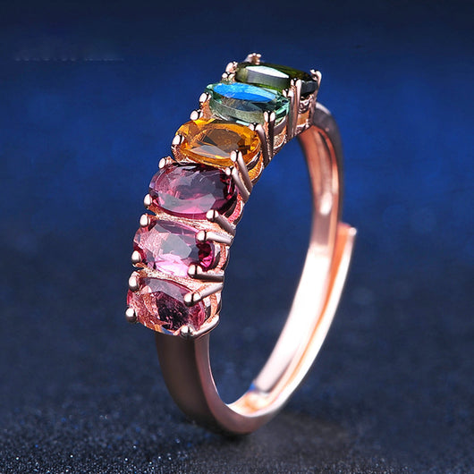 Anillo de Turmalina Multicolor