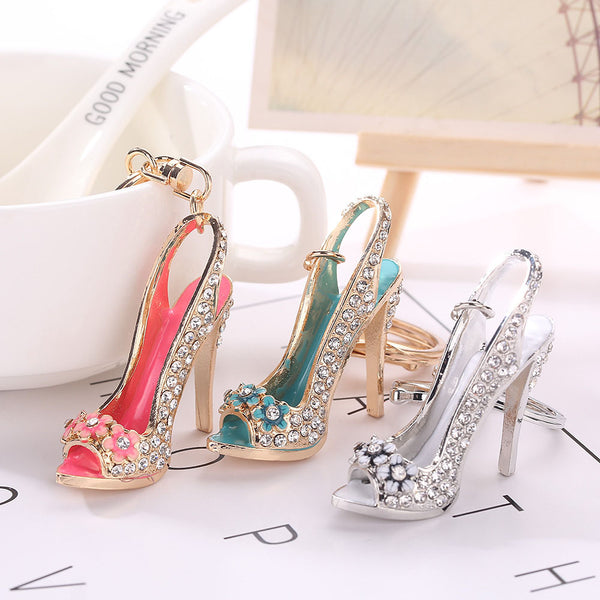 Llavero de Tacón Alto con Diamantes de Moda