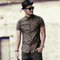 Camisa Casual Estampado Leopardo Slim Fit Manga Corta para Hombre