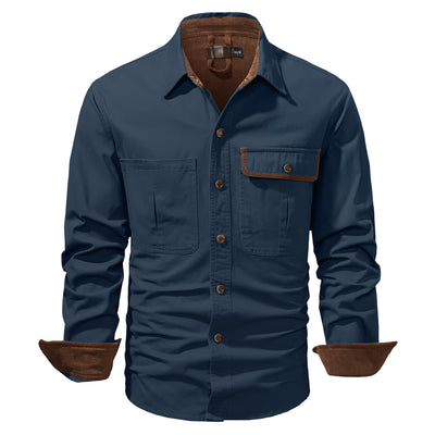 Camisa Polo de Manga Larga Algodón Lavado Tallas Grandes Hombre Color Sólido - Image 10