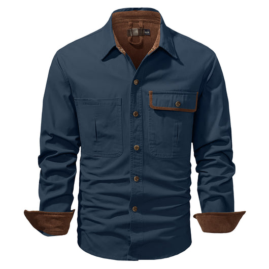 Camisa Polo de Manga Larga Algodón Lavado Tallas Grandes Hombre Color Sólido - Image 10