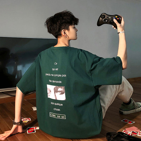 Camiseta suelta de manga corta para hombre