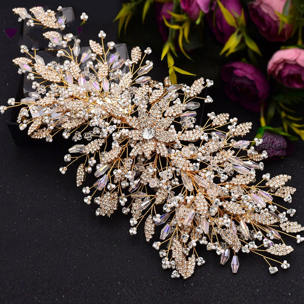 Accesorios para el Cabello Dorados de Lujo para Novias - Image 4