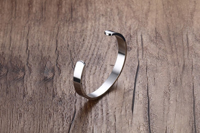Pulsera de Acero Inoxidable Grabada con Láser - Brazalete Elegante en Forma C - Image 3