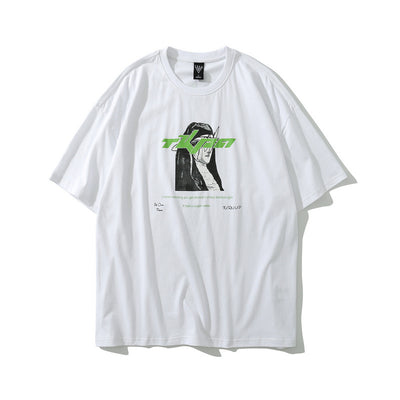 Playera Suelta Estampado Luto Manga Corta - Image 5