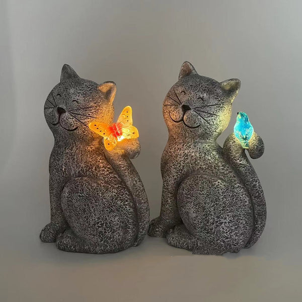 Lámpara Solar Decorativa Gatito Adorable para Exteriores