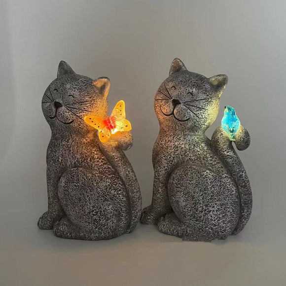 Lámpara Solar Decorativa Gatito Adorable para Exteriores