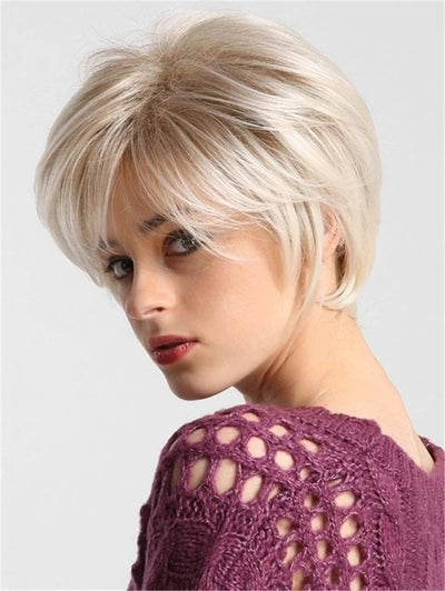 Peluca Rubia Corta Recta con Botón Interno - Estilo Fashionable - Image 3