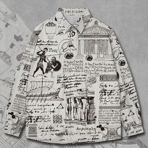 Camisa de Manga Larga Estampado Periódico Roman Ink