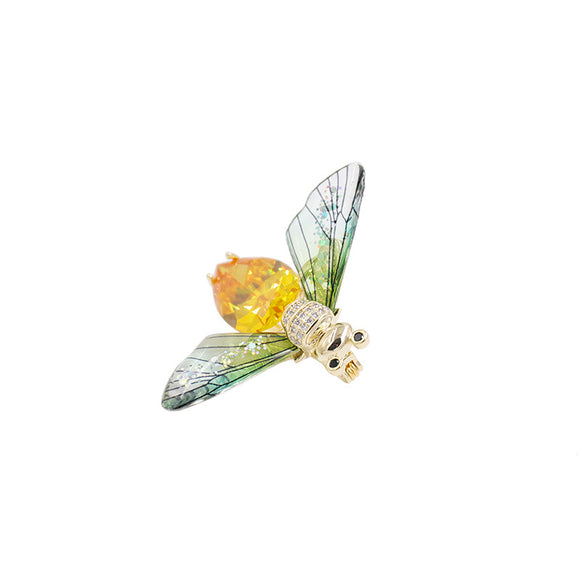 Broche Abeja Dorado con Cierre de Seguridad Anti-luz