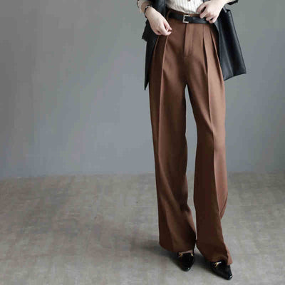 Pantalones de Talle Alto Mujer Pierna Ancha Recta Elegantes