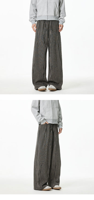 Pantalones Casuales Tejidos a Rayas con Corte Recto para Hombre - Image 10