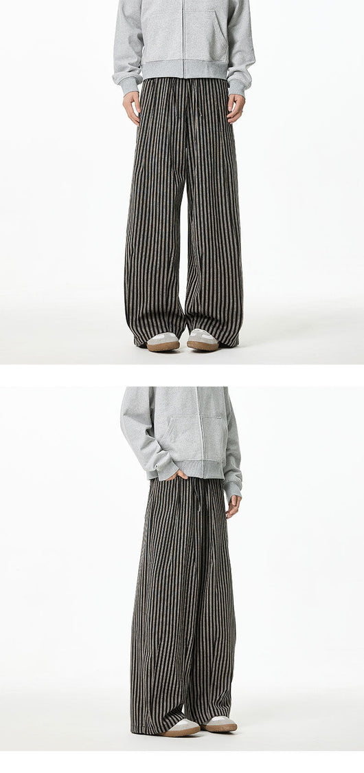 Pantalones Casuales Tejidos a Rayas con Corte Recto para Hombre - Image 10