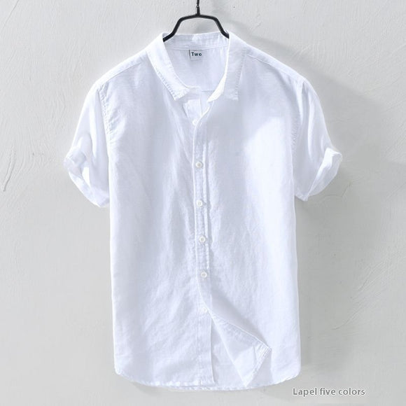 Camisa de Lino Japonés para Hombre Cuello Alto