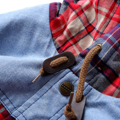 Camisa Acolchada Tipo Plaid para Hombre Talla Grande con Capucha - Otoño e Invierno - Image 18