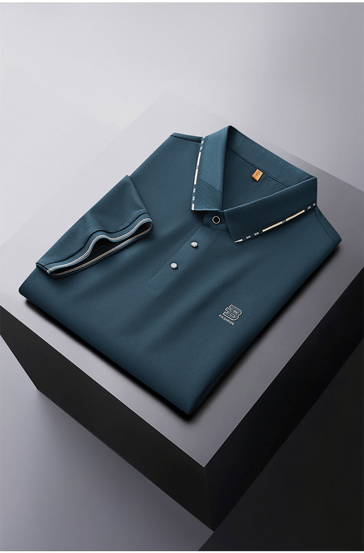 Polo Oversize de Seda Helada para Hombre - Manga Corta con Solapa Relajada - Image 8