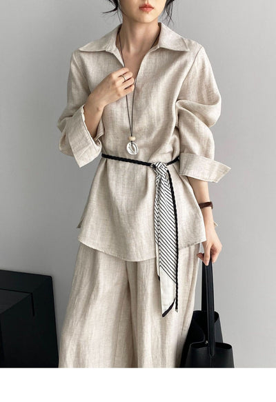 Conjunto de Blusa Casual y Pantalón Ancho con Cintura Elástica - Image 12