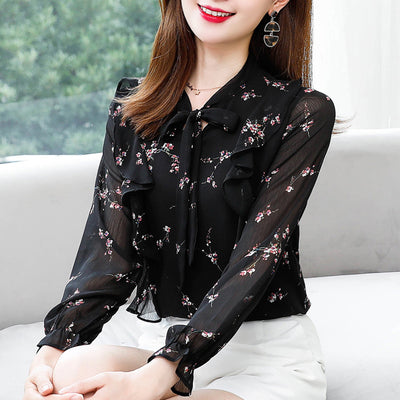 Blusa Floral Elegante Talla Grande Manga Larga - Image 2