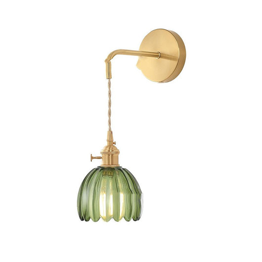 Lámpara Colgante Retro Japonesa Cobre y Vidrio Ámbar - Image 8