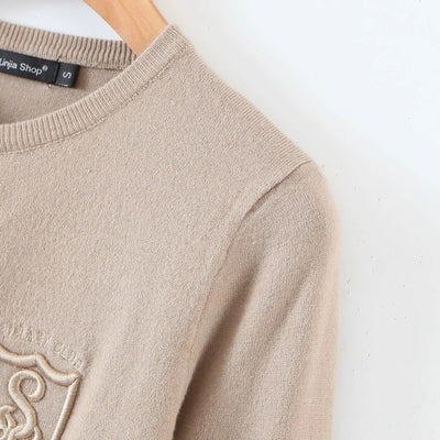 Cardigan Tejido Corto con Bordado de Letras Estilo Británico - Image 23