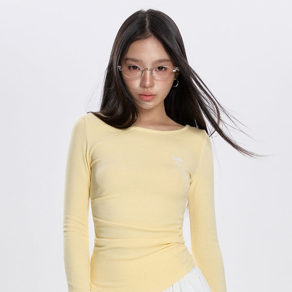 Blusa Plisada Cuello Redondo Manga Larga Versátil para Primavera - Image 5