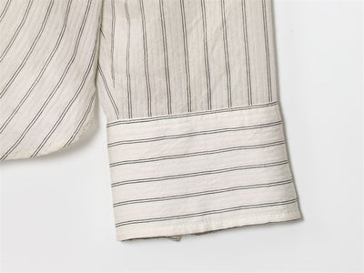 Camisa de Rayas Holgada con Solapa y Manga Larga - Image 6