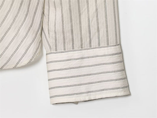 Camisa de Rayas Holgada con Solapa y Manga Larga - Image 6