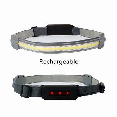 Linterna Frontal LED COB Recargable USB con Luz Roja de Advertencia - 3 Modos - Image 5