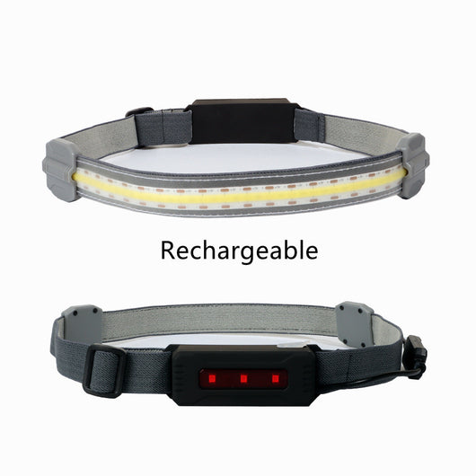 Linterna Frontal LED COB Recargable USB con Luz Roja de Advertencia - 3 Modos - Image 5