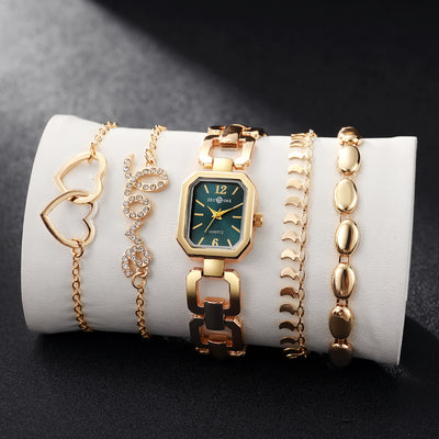 Reloj Cuadrado Elegante para Mujer con Pulsera Corazón - Image 9