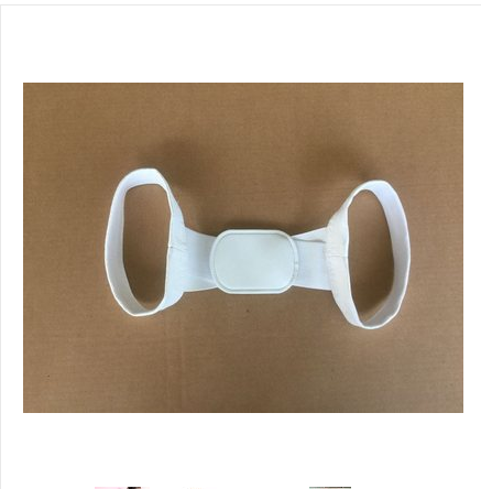 White posture correction belt with adjustable shoulder straps and a central rectangular pad for back support. - Image 10
