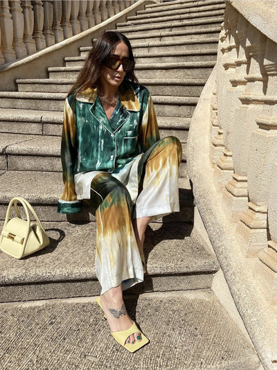 Conjunto Vintage Tie-Dye High Sense: Camisa y Pantalón Street Style para Verano - Image 10