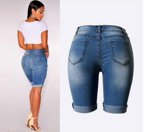Pantalones Slim Talle Alto con Roturas - Moda Urbana Stretch Talla Grande - Image 3