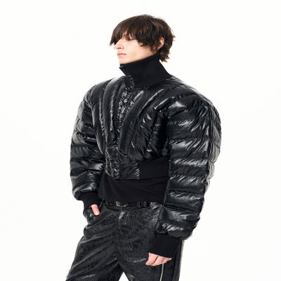 Chaqueta Puffer de Pato con Cuello Alto y Mangas Murciélago para Hombre