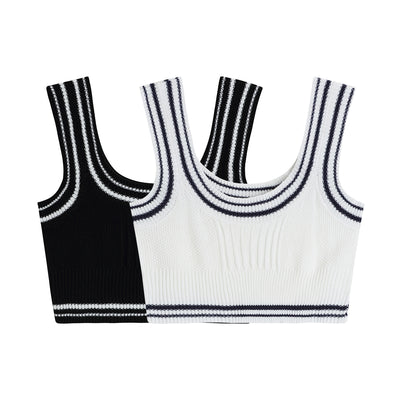 Chaleco Tejido sin Mangas Bicolor Negro y Blanco para Primavera - Image 11