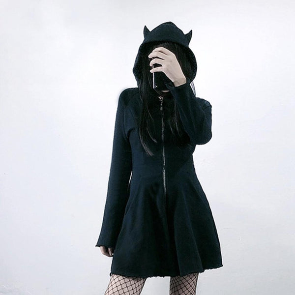 Sudadera Delgada con Capucha en Negro