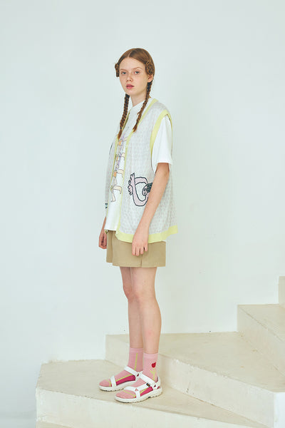 Chaleco Tejido Estilo Colegiala Japonés