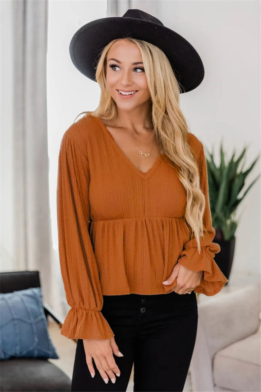 Blusa Ajustada a Rayas de Manga Larga - Image 9