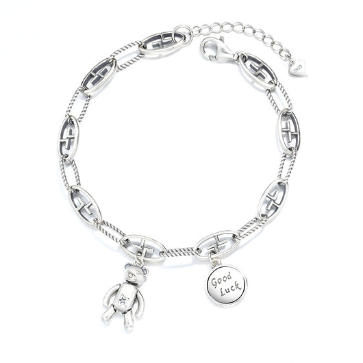 Pulsera y Collar de Plata Tailandesa con Osito de la Suerte - Image 12