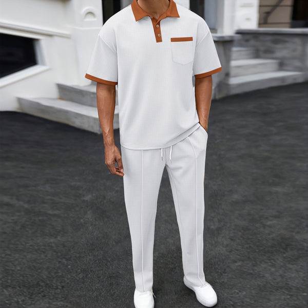 Traje Casual de Dos Piezas con Solapa Texturizada y Pantalón Corto
