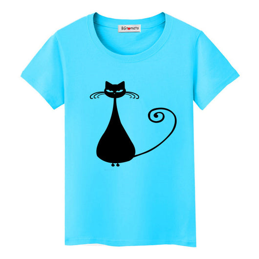 Playera Gráfica de Gato Negro - Diseño Cartoon para Amantes de Gatos - Image 4
